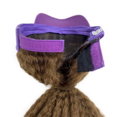 Short Afro Kinky High Ponytail Hat Wig for Black Women, Purple Baseball Cap with Hair Attached