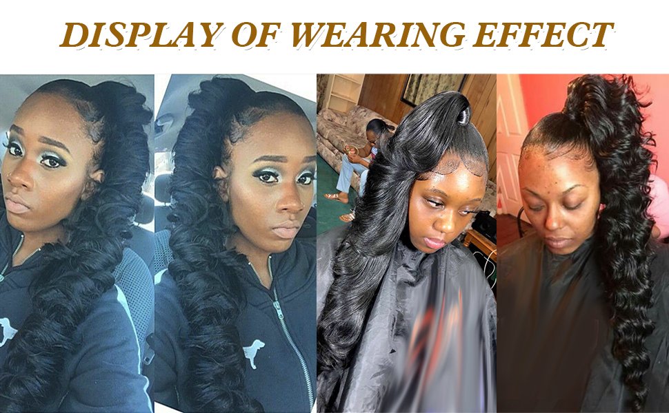 28inch Long Body Wave Ponytail Hair Extensions(#1B, LD0311)-hotsalehair-7